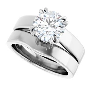 14K White 8 mm Round Engagement Ring Mounting