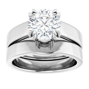 14K White 8 mm Round Engagement Ring Mounting