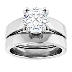14K White 8 mm Round Engagement Ring Mounting