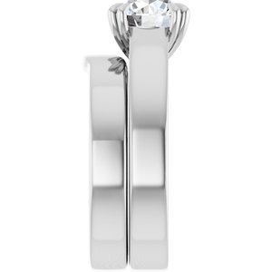 14K White 8 mm Round Engagement Ring Mounting