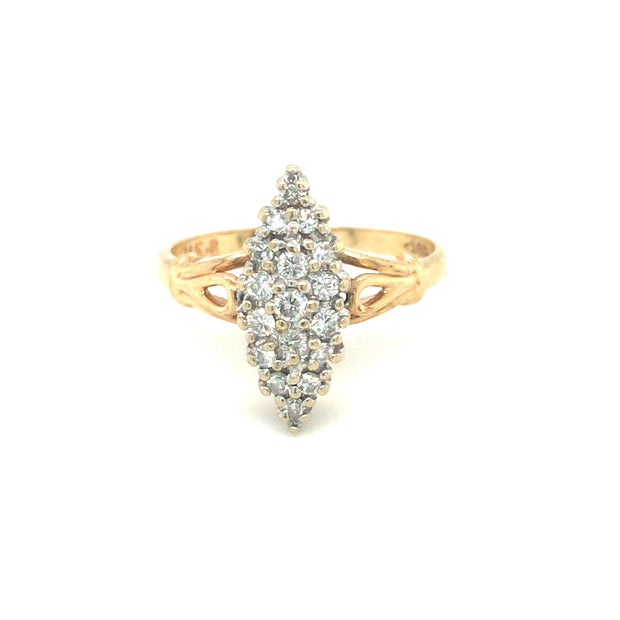 14k Yellow Gold Diamond Dinner Ring