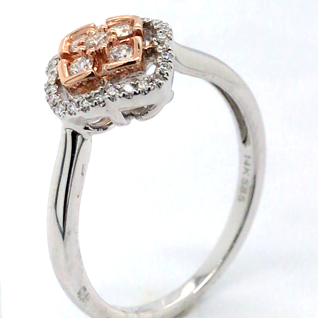 14k White and Rose Gold Diamond Ring