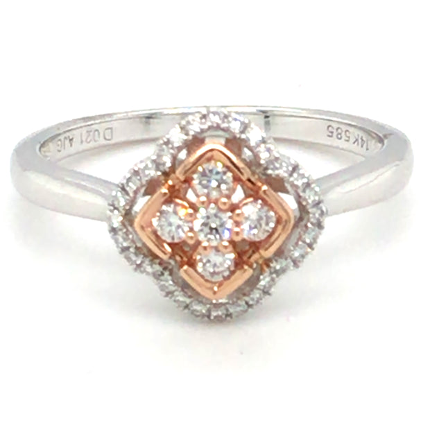 14k White and Rose Gold Diamond Ring