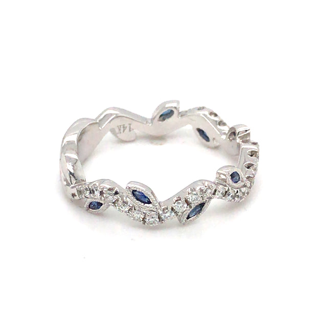 14 kWhite Gold Sapphire and Diamond Band