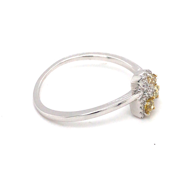 14k White Gold Yellow and White Diamond Ring