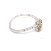 14k White Gold Yellow and White Diamond Ring