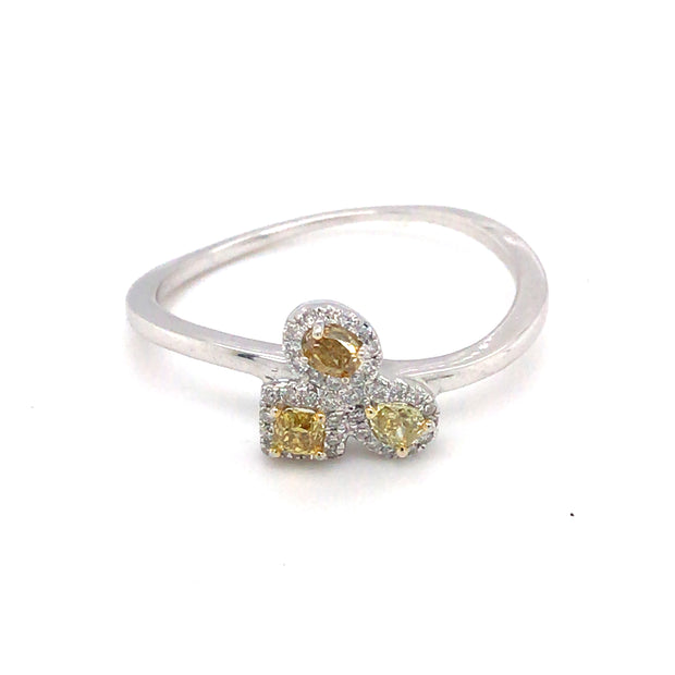 14k White Gold Yellow and White Diamond Ring