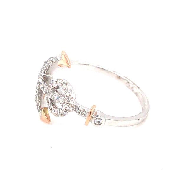 14k White and Rose Gold .25cttw Diamond Anchor Ring