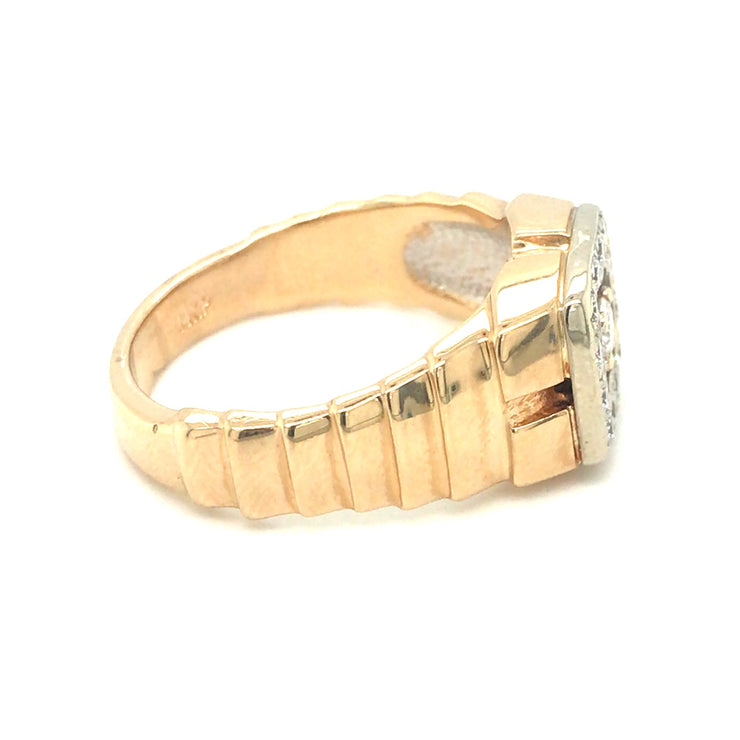 14k Yellow Gold Mens Diamond Ring