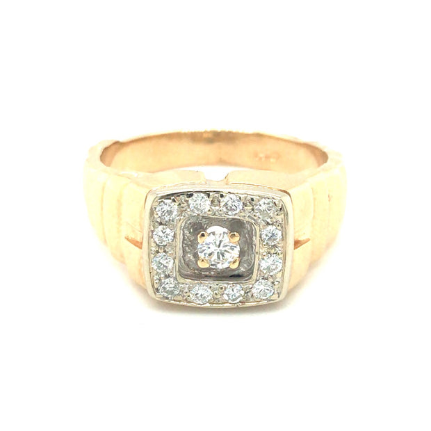 14k Yellow Gold Mens Diamond Ring