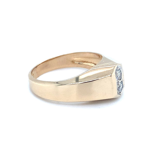 14k Yellow Gold Diamond Mens ring with 0.20cttw