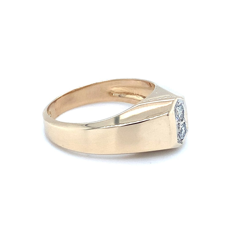 14k Yellow Gold Diamond Mens ring with 0.20cttw