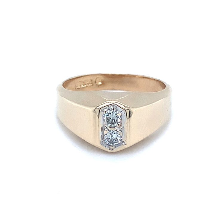 14k Yellow Gold Diamond Mens ring with 0.20cttw