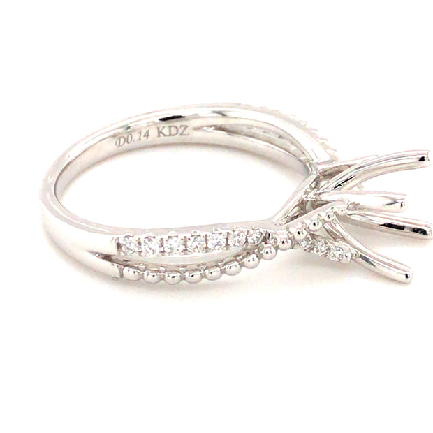 18K White Gold Criss-Cross Semi Set Engagement Ring