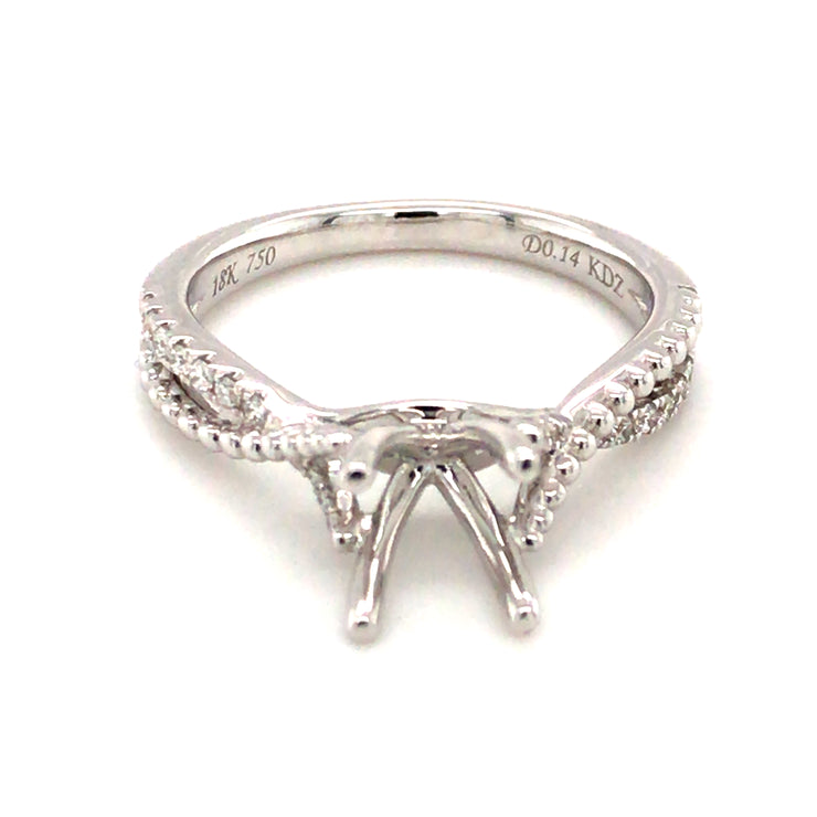 18K White Gold Criss-Cross Semi Set Engagement Ring