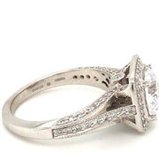 14K White Gold Halo Semi Mount Ring