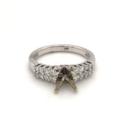 14K White Gold Semi Set Ring Mounting