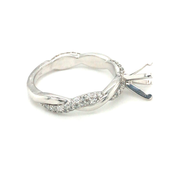 14kWhite Gold Twist Ring Semi Mount Ring