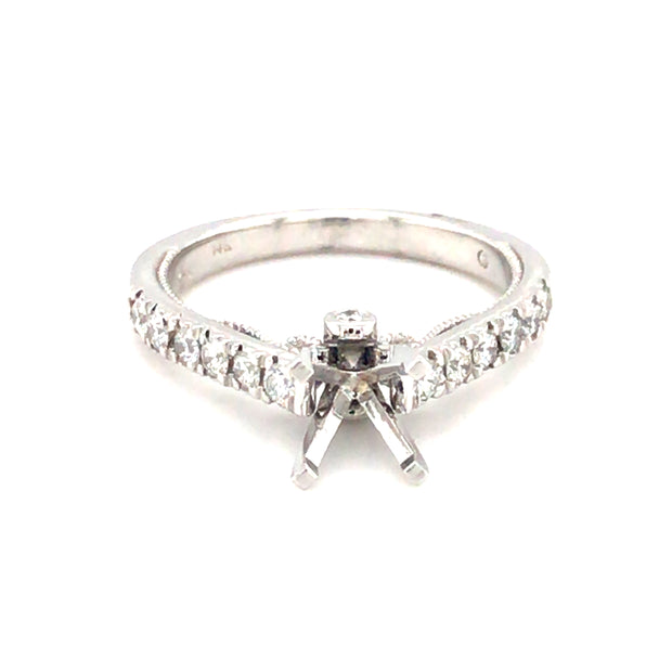 14k White Gold Semi Mount Ring