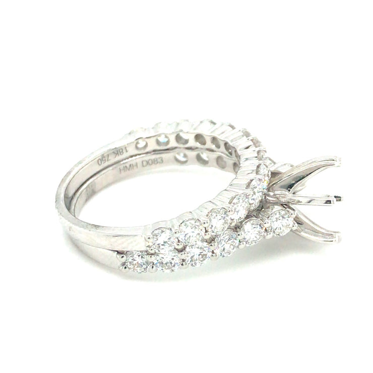 18k White Gold Diamond Semi Mount Ring Set