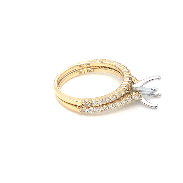 14k Yellow Gold Diamond Semi Mount Ring Set