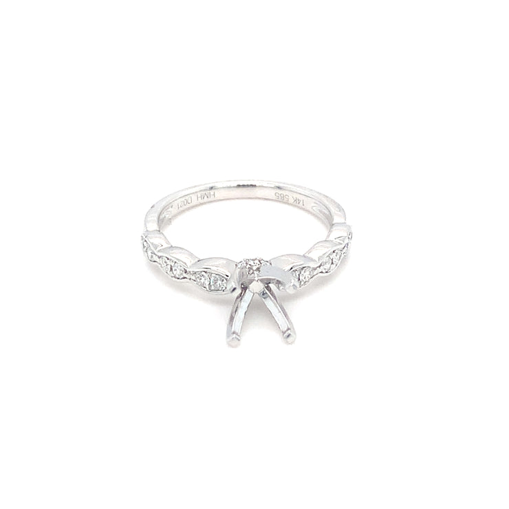 14k White Gold Diamond Semi Mount Ring