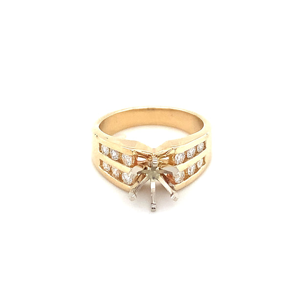 14K Yellow Gold Diamond Semi Mount Ring