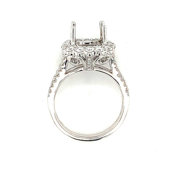 18k White Gold Diamond Halo Semi Mount Ring