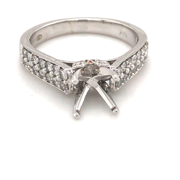 14K White Gold Diamond Semi Mount Ring