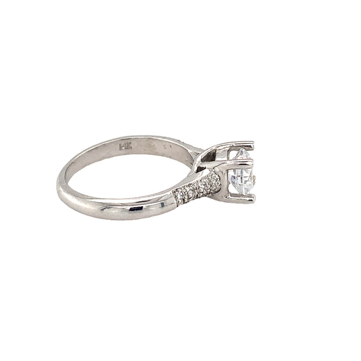 14k White Gold Semi-mount w/ 0.25cttw Accent Diamonds