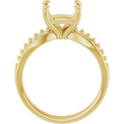 14K Yellow 10x8 mm Emerald Engagement Ring Mounting
