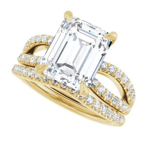 14K Yellow 10x8 mm Emerald Engagement Ring Mounting