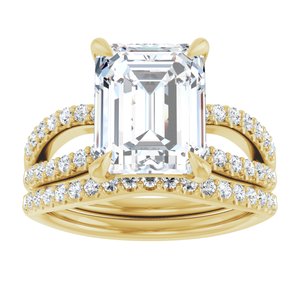 14K Yellow 10x8 mm Emerald Engagement Ring Mounting