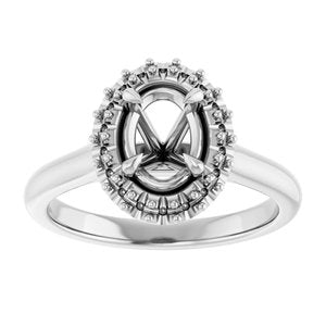 14K White 7 x 5 mm Oval Engagement Ring Mounting