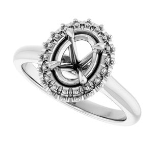 14K White 7 x 5 mm Oval Engagement Ring Mounting