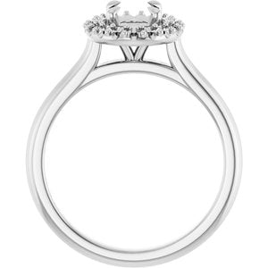 14K White 7 x 5 mm Oval Engagement Ring Mounting