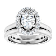 14K White 7 x 5 mm Oval Engagement Ring Mounting