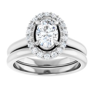 14K White 7 x 5 mm Oval Engagement Ring Mounting