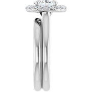 14K White 7 x 5 mm Oval Engagement Ring Mounting