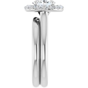 14K White 7 x 5 mm Oval Engagement Ring Mounting