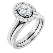 14K White 7 x 5 mm Oval Engagement Ring Mounting