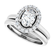 14K White 7 x 5 mm Oval Engagement Ring Mounting