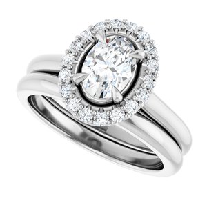 14K White 7 x 5 mm Oval Engagement Ring Mounting
