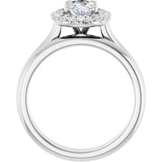 14K White 7 x 5 mm Oval Engagement Ring Mounting