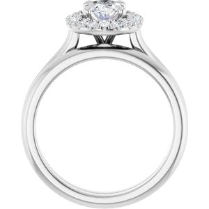 14K White 7 x 5 mm Oval Engagement Ring Mounting