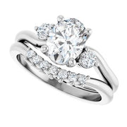 14K White 8 x 6 mm Oval Engagement Ring Mounting