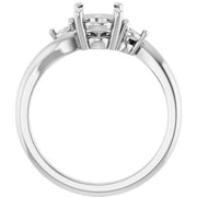14K White 8 x 6 mm Oval Engagement Ring Mounting