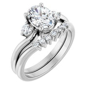 14K White 8 x 6 mm Oval Engagement Ring Mounting