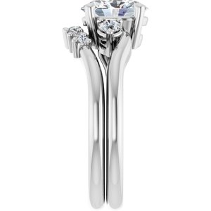 14K White 8 x 6 mm Oval Engagement Ring Mounting