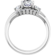 14K White 8 x 6 mm Oval Engagement Ring Mounting